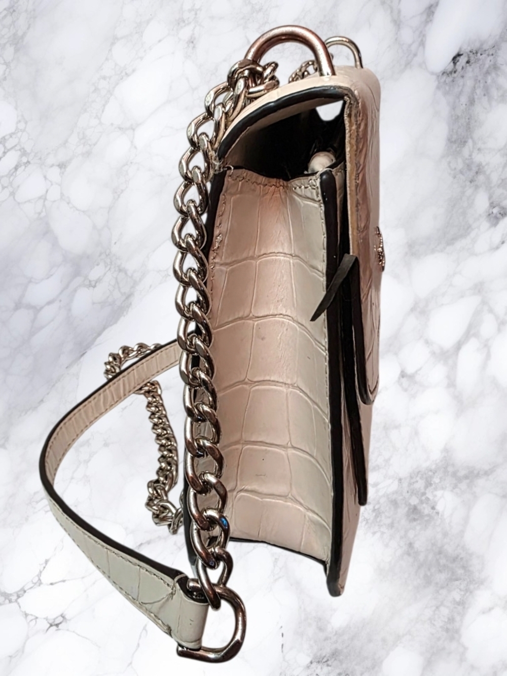 Kate Spade Shoulder Bag Croc-Embossed Chain-Cream $13 GOOD - Picture 6 of 15